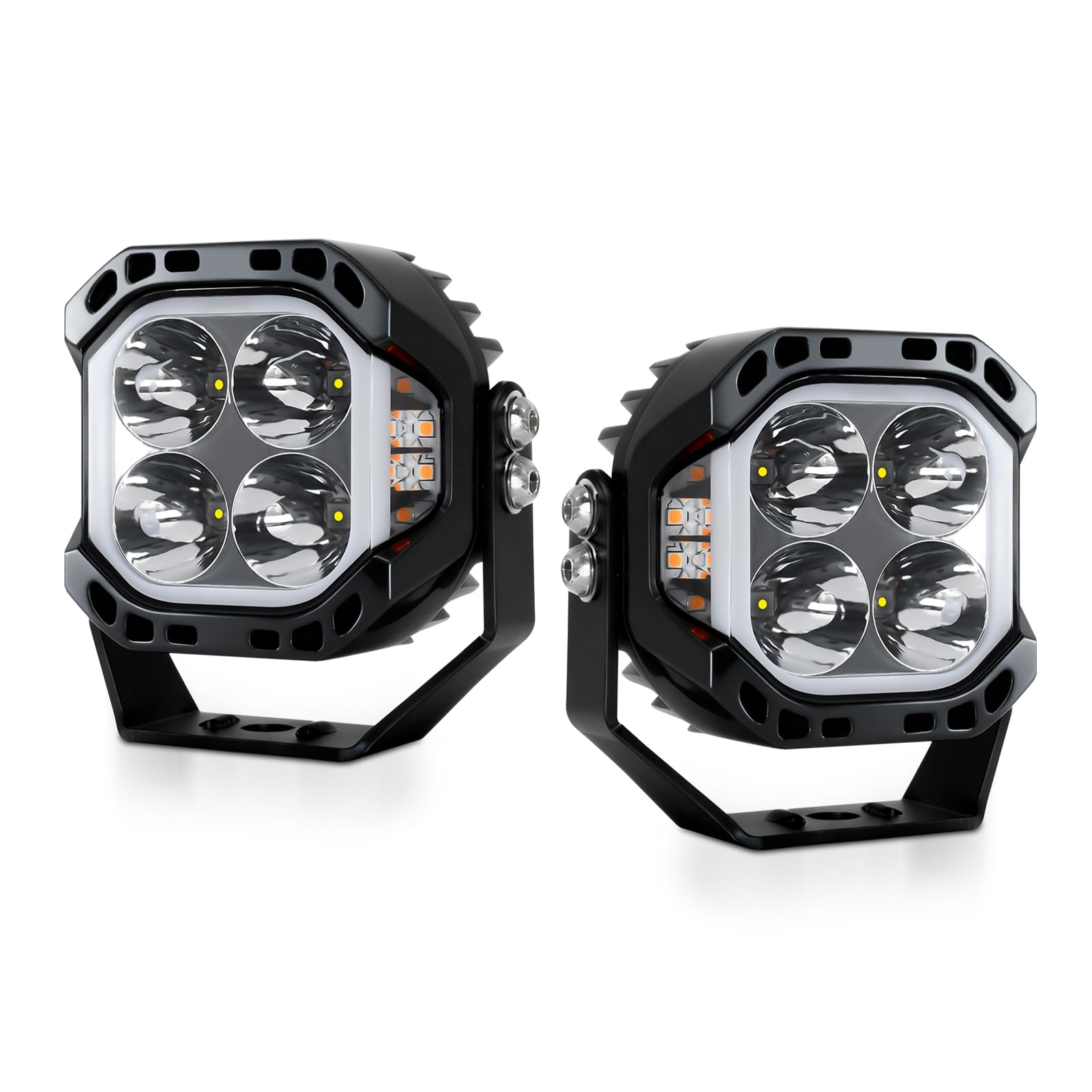 aqxreight Światła do Jazdy Terenowej z Podwójnym Trybem 3-calowe Kapsuły LED Spot Flood Combo 30000LM 80W Wodoodporny IP68 z obudową ze Stopu Aluminium do Samochodów Ciężarowych S