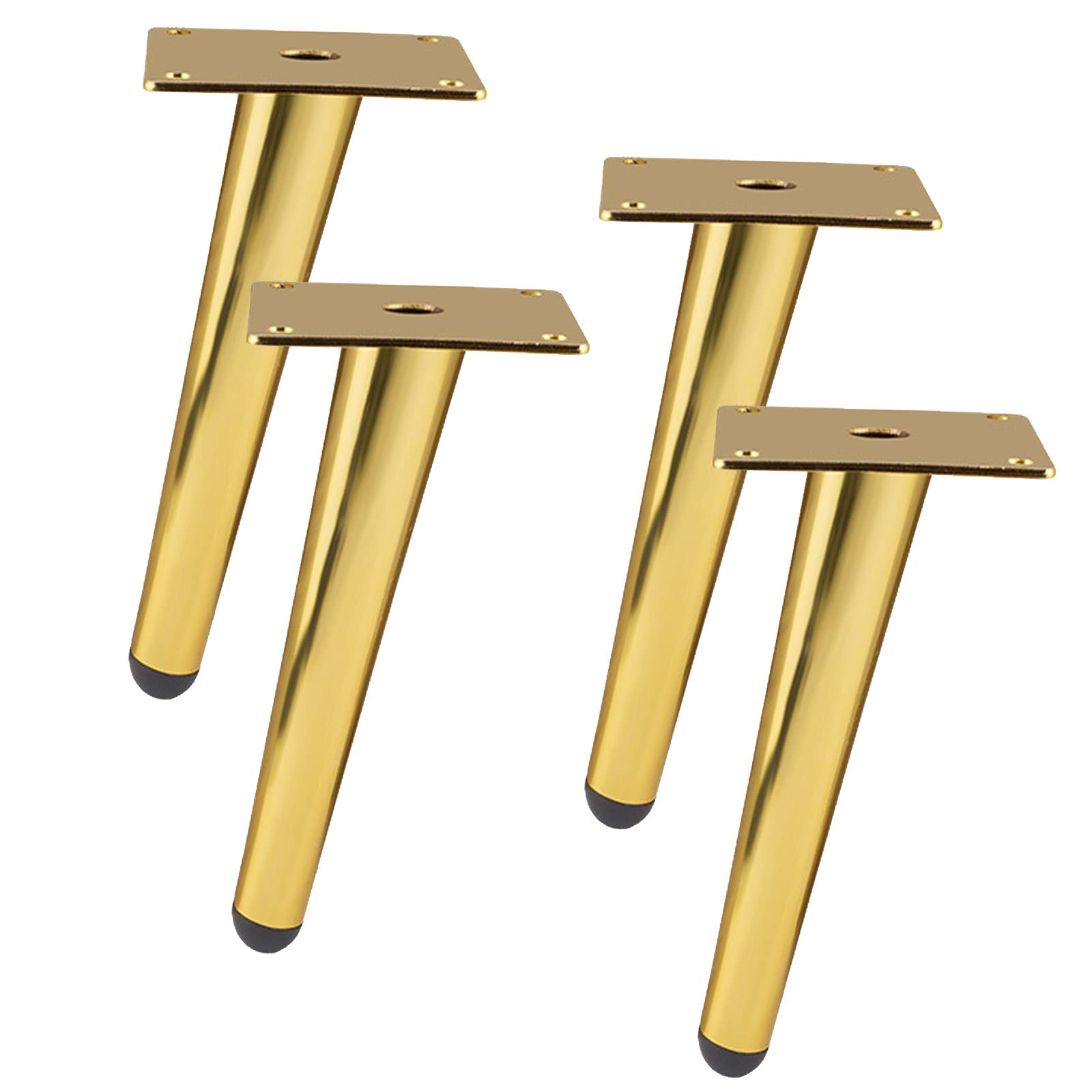 OIFAODAO Stainless steel access door， 4 Pieces, Inclined Tapered Metal Legs, for Sofa feet, Desk, Furniture, with Screws(Gold,10cm/3.9in)