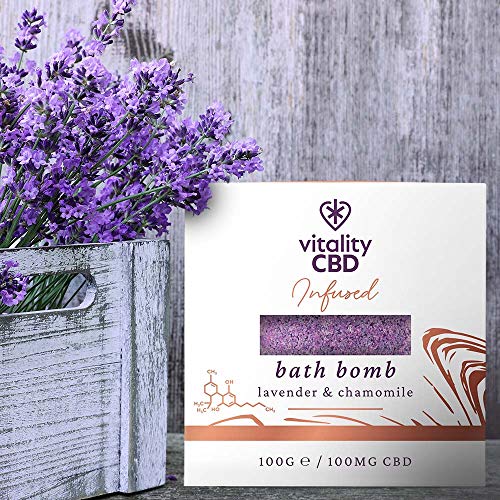 Vitality CBD Bath Bomb, Lavender and Chamomile, 100mg of CBD, NO THC - Image 4