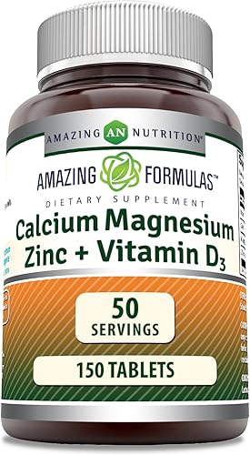 Amazing Formulas Suplemento dietético D3 de calcio y magnesio y zinc por porción de 3 pastillas (150 tabletas)
