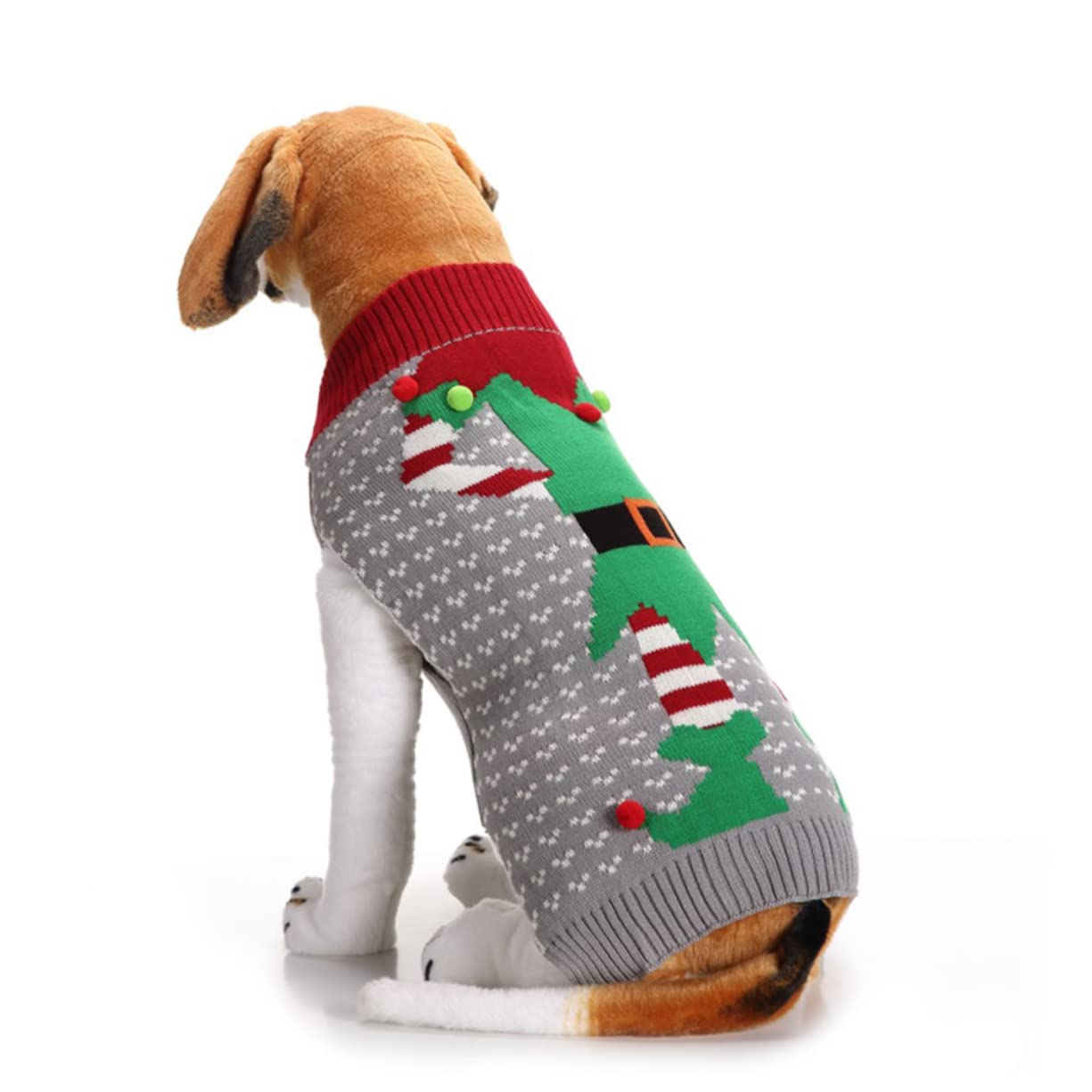 BESPORTBLE 3pezzi Costume Natalizio per Cani Maglione Grigio Clown per Animali di Piccole e Grandi Abbigliamento Festivo per Cuccioli Maglione Pelliccia Morbida per Natale