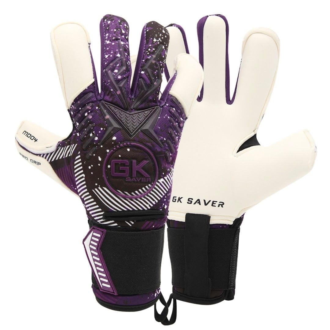 GK Saver Football Goalkeeper Gloves - MODESTY Series | Professional Soccer Goalie Gloves with Anti-Slip Palm and Removable Savefingers | Sizes 6-11 (MD04 No Savefingers, SIZE 8, Ambidextrous)