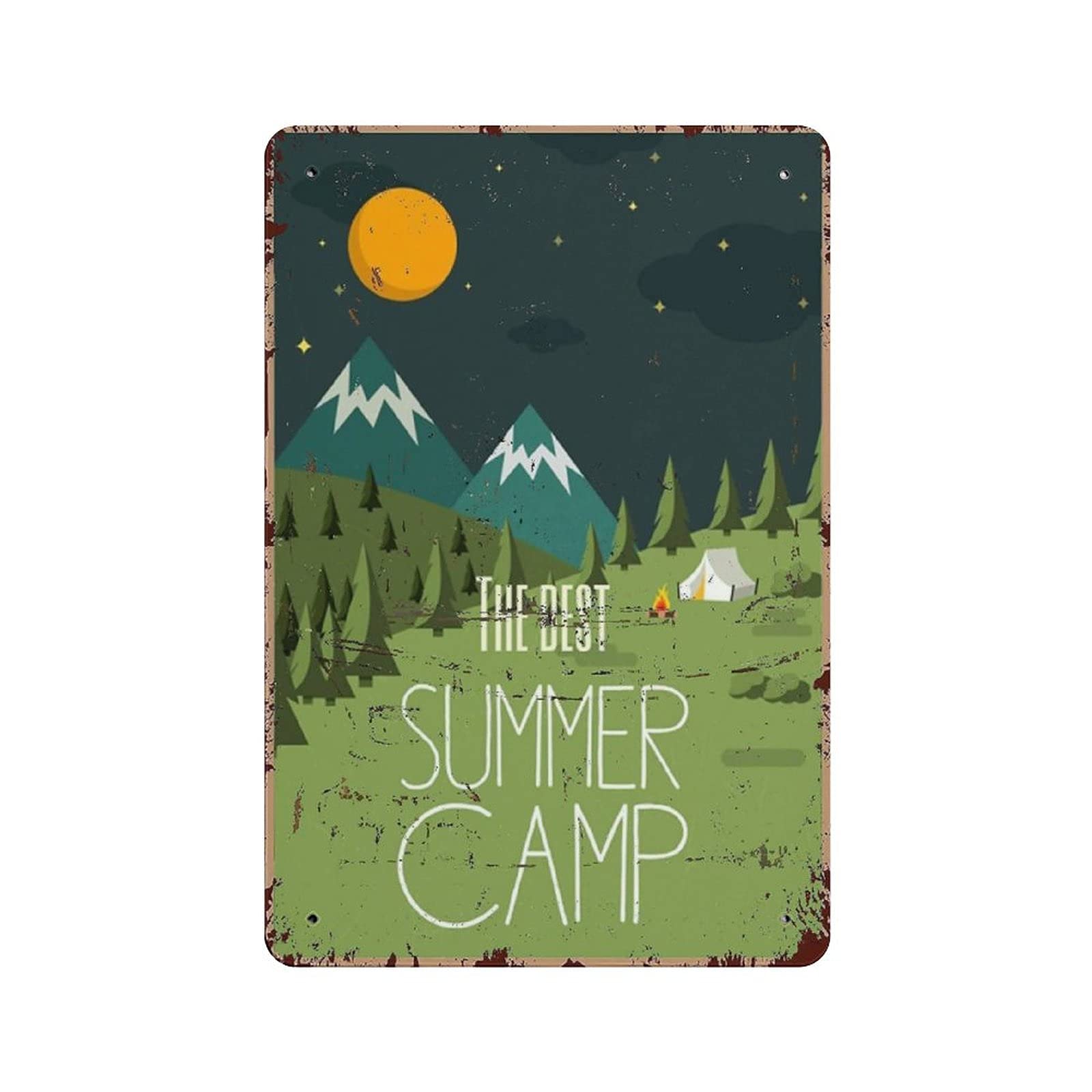 rayprint Metal Tin Sign The Summer Camp Vintage Tin Poster Metal Sign Wall Decoration Country Kitchen Home Garage Decor 12"x8"