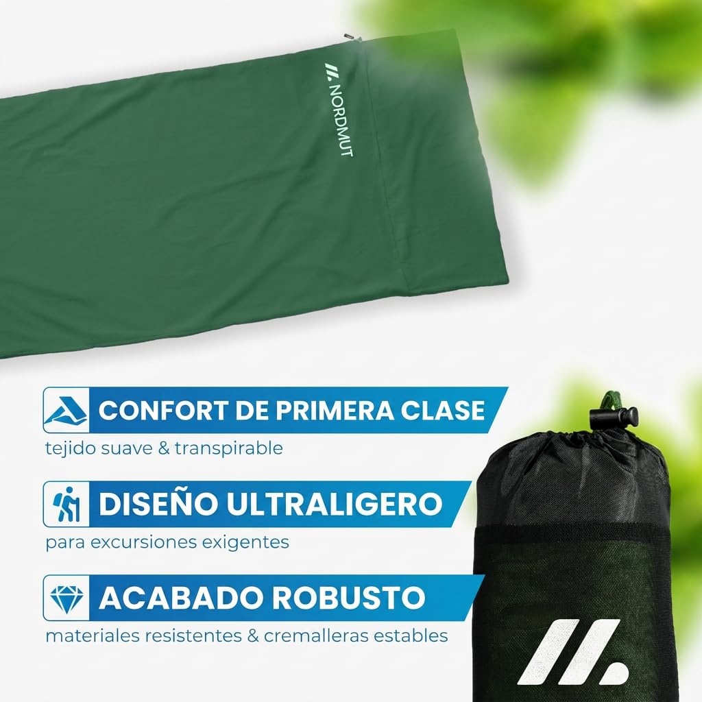NORDMUT Saco de Dormir Ultraligero Microfibra Algodón Transpirable Compacto
