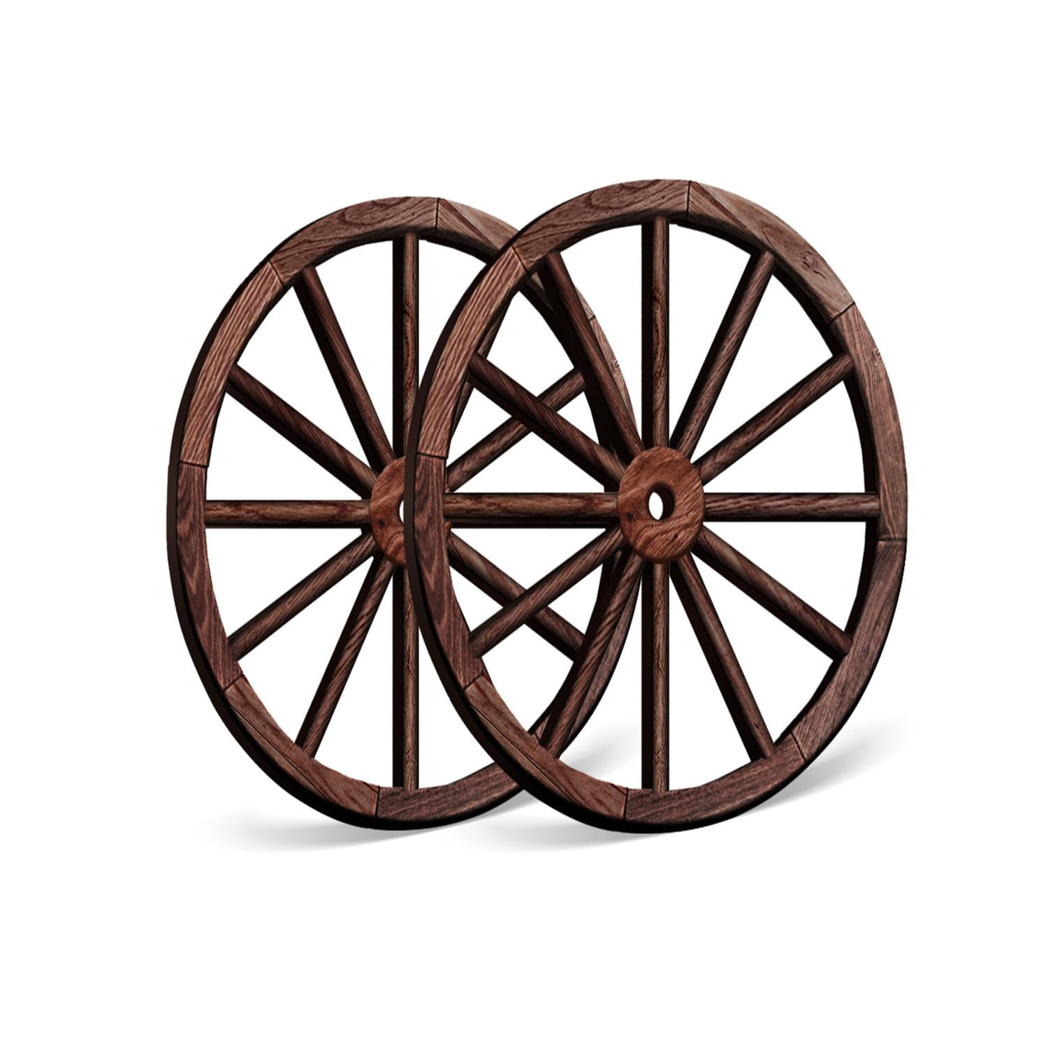 Photo 1 of OYEFLY 2 Pcs Rustic Wagon Wheel Decor (Brown, 12 Inch)