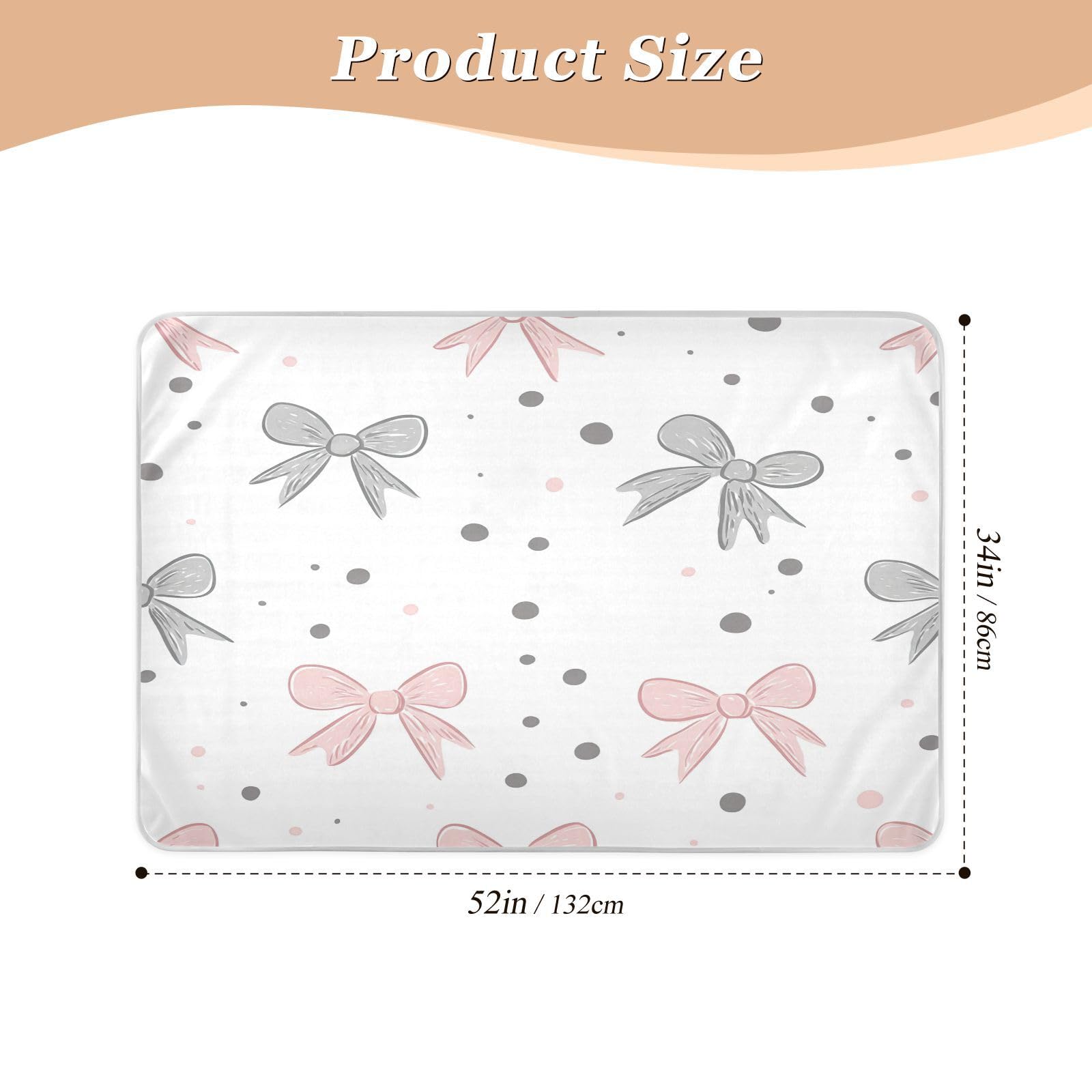 BOESI Doodle Colorful Bow Pattern Waterproof Pads for Bedwetting and Incontinence, Reusable Pads, Reusable Diaper Pads for Bed, Sofa, Travel