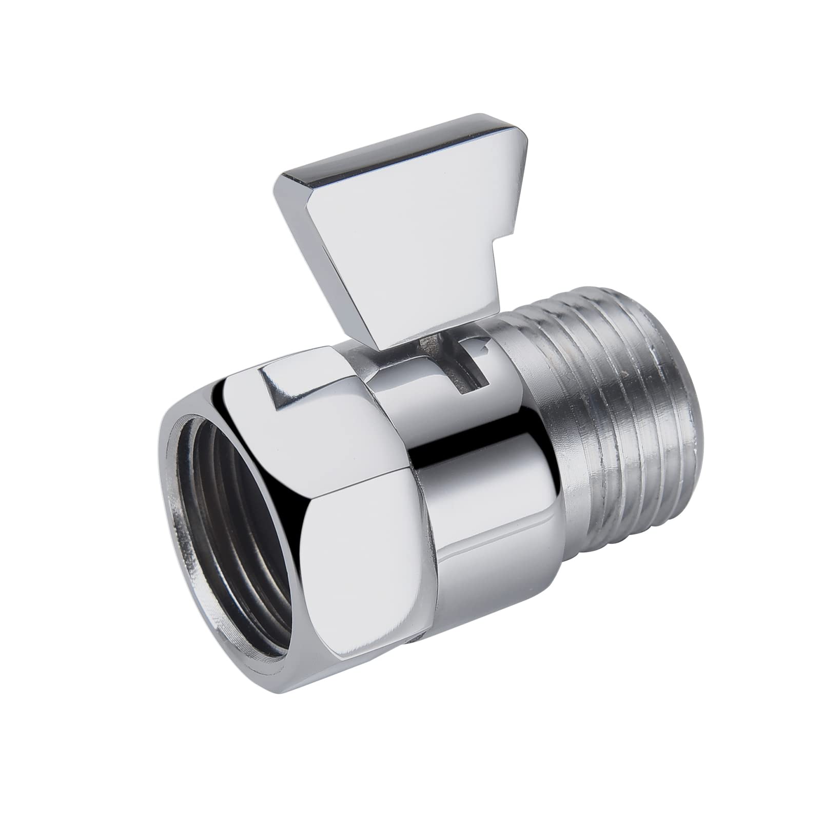 Angle Brass Shut Off Valve for Handheld Shower, Water Pressure Regulator Replacement, Chrome
