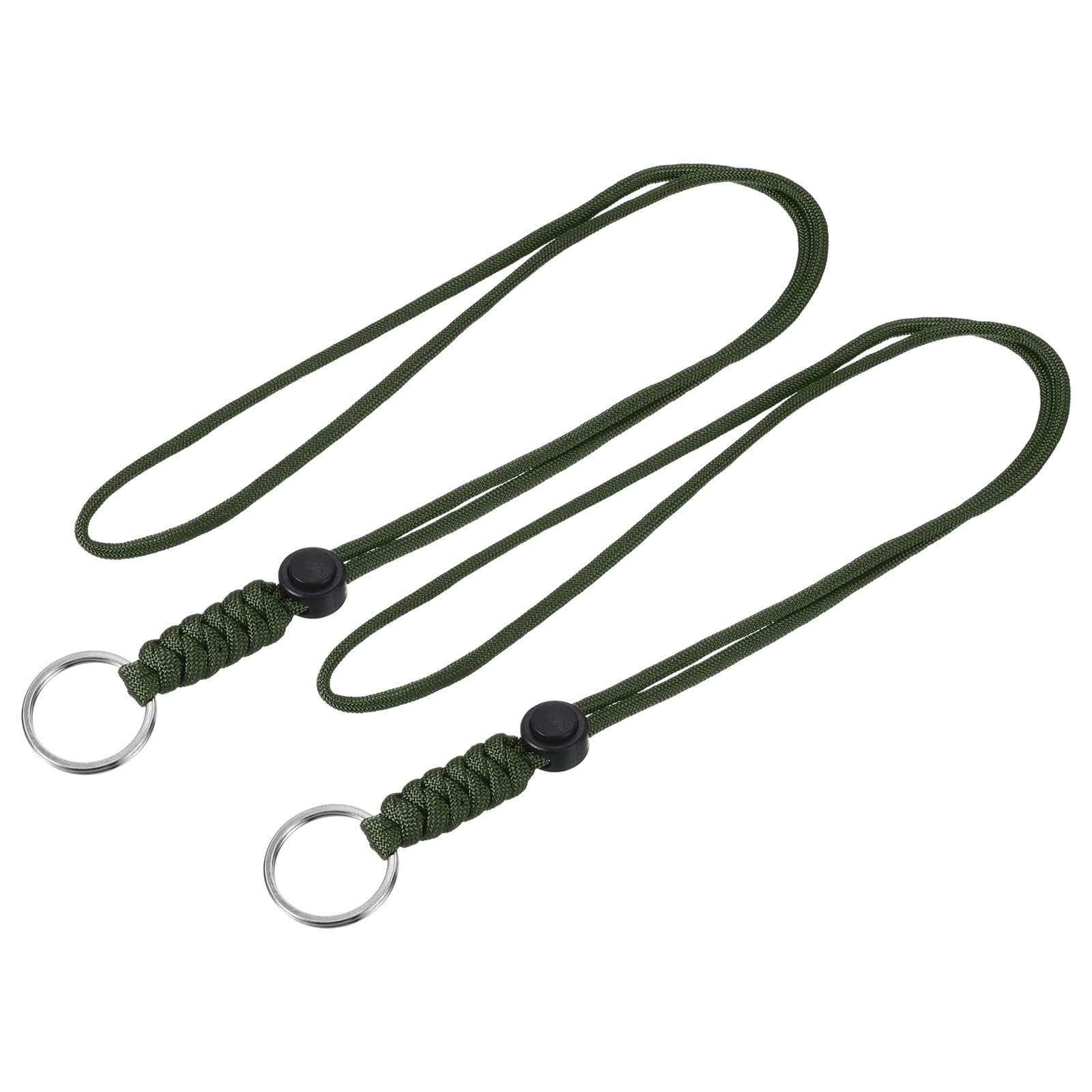 YOKIVE 2 Pcs Paracord Lanyard with Keyrings, Necklace Keychain Cord Metal Hooks Straps, Green, 18 Inch