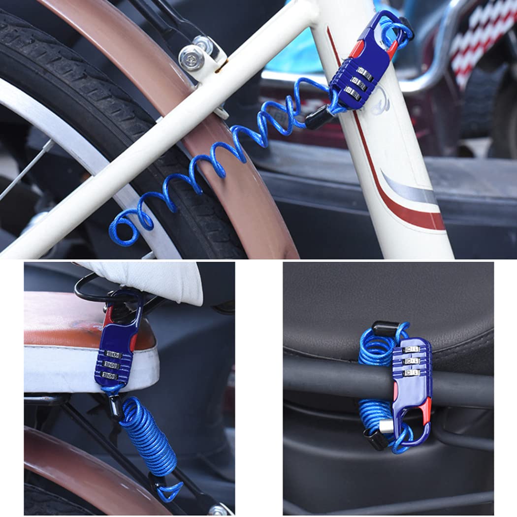 Cadenas à Code Métallique Avec Câble - Lot De 2 - Fil D'acier De 125 Mm, Diamètre 3 Mm - Pour Vélo, Trottinette, Casque, Armoire