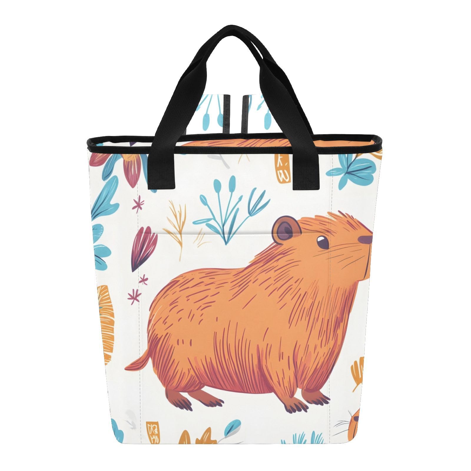 Bokkoy Capybara in Botanical World Insulated Cooler Bag with Ice Pack?Large Capacity Waterproof Thermal Lunch Bag?Reusable Cooler Bags for Picnic, Travel