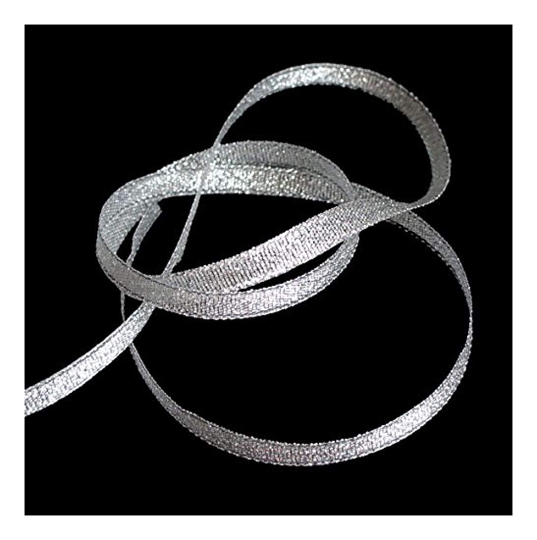 HAND ® 1 Roll appx 22m Gold/Silver Glitter Metallic Ribbon - Assorted Width (FS02 8mm Silver Sheer)