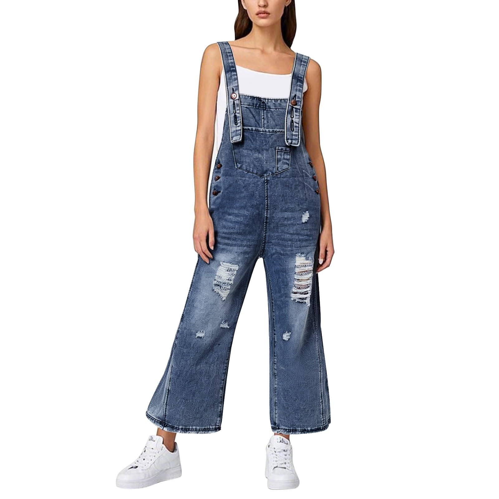 Peto Mujer Vaquero Mono Largo Disfraz Invierno Primavera Tejanos Vestir Monos Ligero Trabajo Jumpsuit Algodón Pantalones Casual para