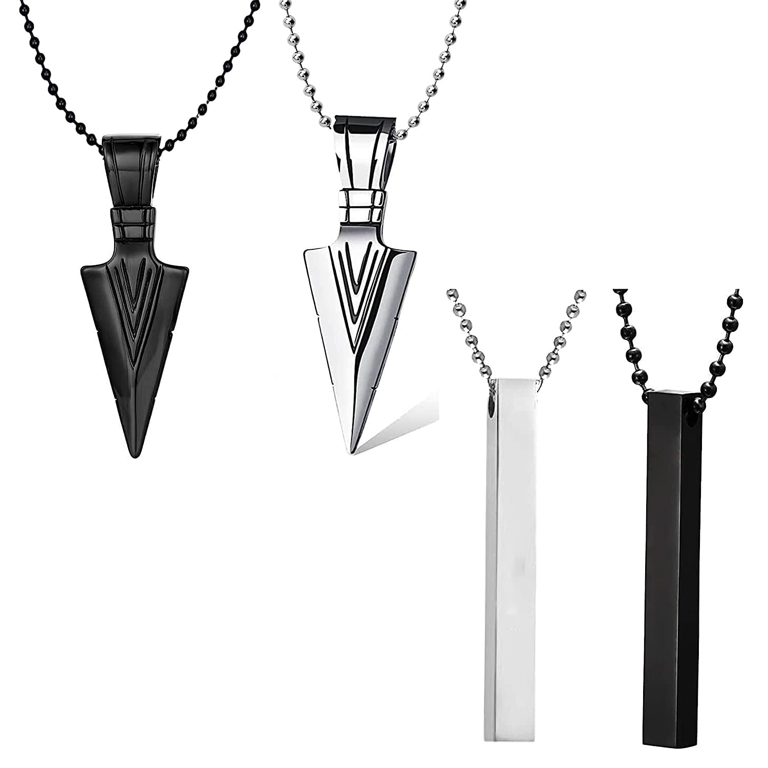 SONI DESIGNS Men's Fashion Jewellery Combo Pack of 4 Stainless Steel Solid Black and Silver Plating Stylish Pendants With Chain For Boys and Men PD1000876-image-32