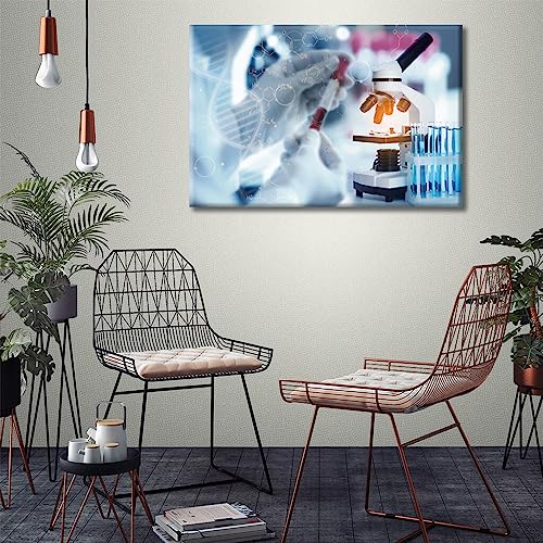 Image of TUMOVO 1 Panels Office Decor Medicine Concept Poster Wall Art for Living Room Home Decor Microscope Black and White Wall Art Framed Ready to Hang (16 inch Wx24 H)