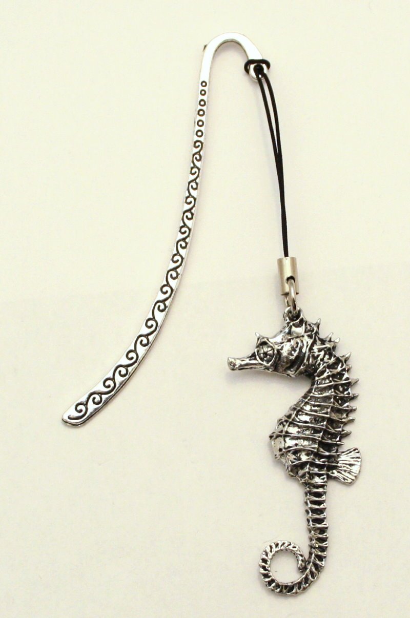 Seahorse Bookmark in English Pewter, Gift Boxed, Handmade (tsh)
