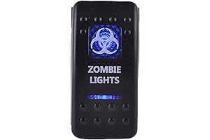 ESUPPORT Car Blue LED Zombie Light Rocker Switch ON Off 12V 20A, 24V 10A