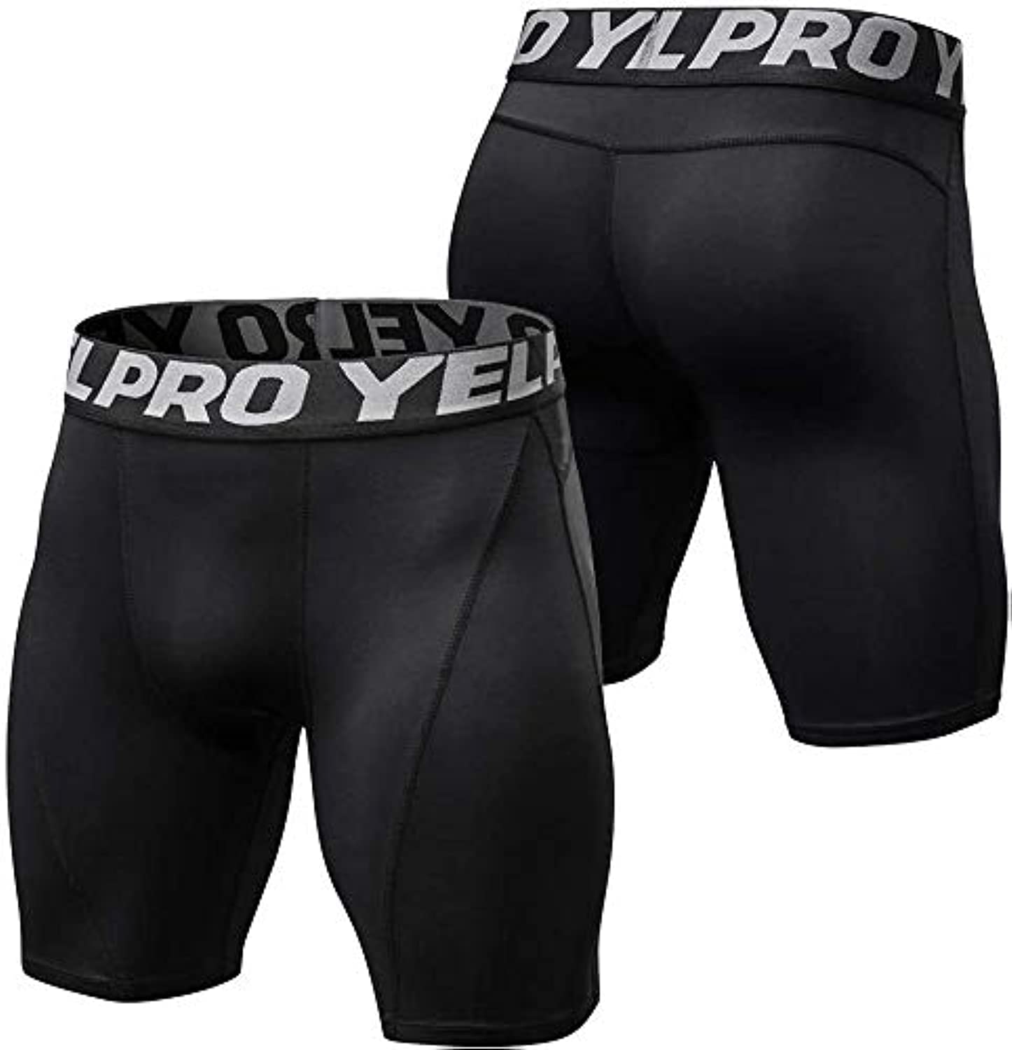 2 Pack Men Compression Shorts Active Workout Underwear (M)