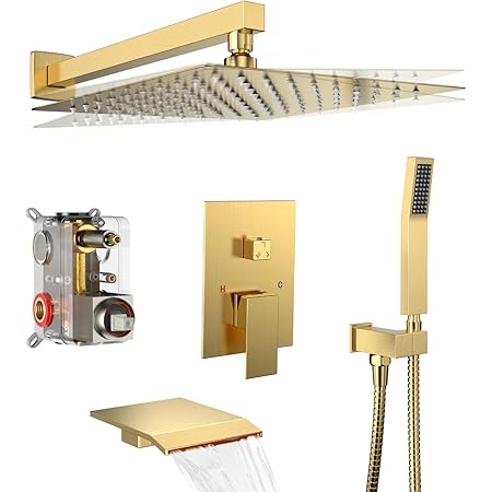 Shower System Rain Shower Faucet Set with Tub Spout,10 inch Bathroom ...