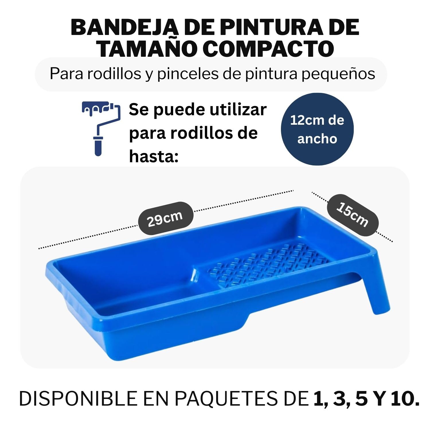 5 bandejas de Pintura de 15 x 29 cm, Bandeja de Pintura para Pintura de Pared, Bandeja de plástico Azul, Ancho 15 cm, Longitud 29 cm, Accesorios de Pintura, Suministros de Pintura