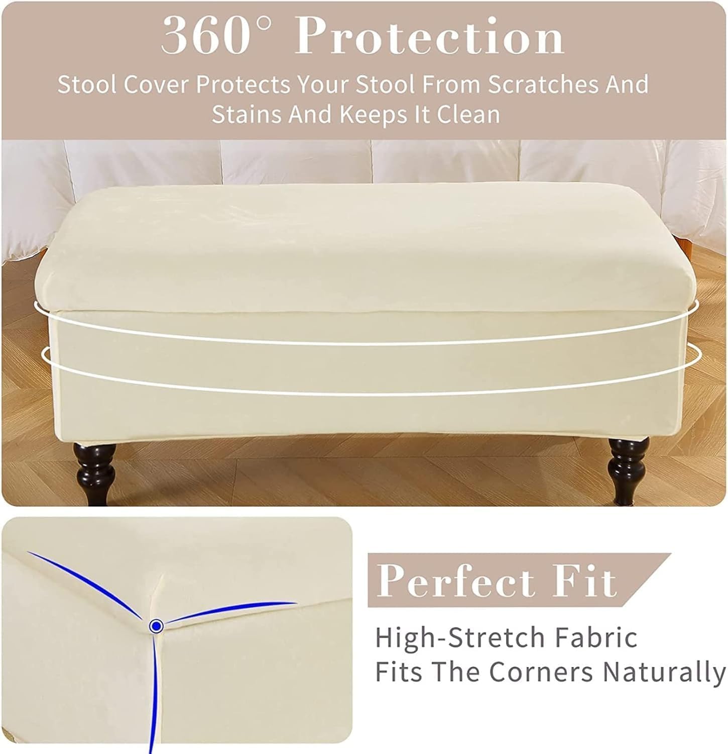 Copertura Premium per Pouf Rettangolare con Contenitore, Elasticizzata