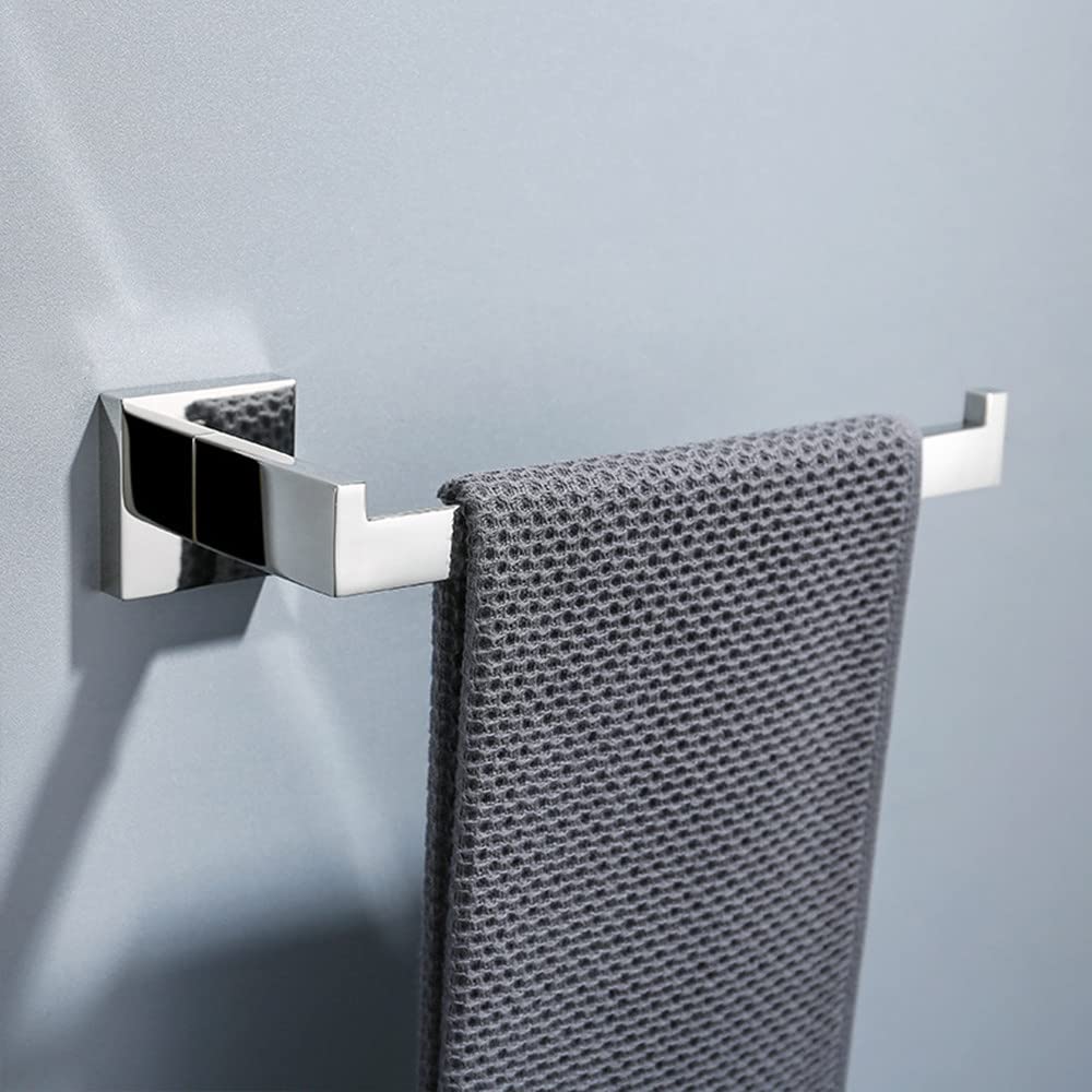 Juego de 4 ganchos para toallas de acero inoxidable plateado brillante, incluye gancho para la ropa, toallero y soporte para papel higiénico para una nización elegante