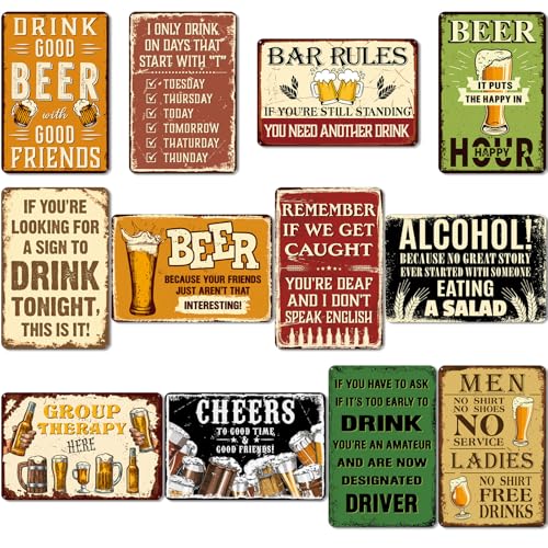 Silkfly 12 Pcs Funny Bar Signs for Home Bar Wall