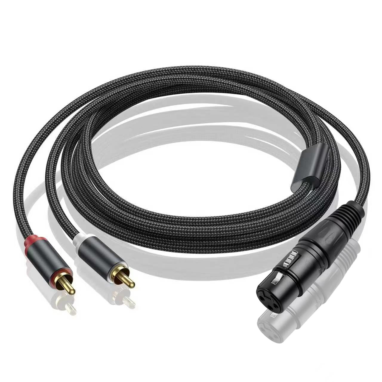 XLR kabel rozdzielacza żeńskiego na podwójny RCA Y, asymetryczny kabel rozgałęźny XLR żeński na 2 gniazda RCA/phono, kabel adaptera Y