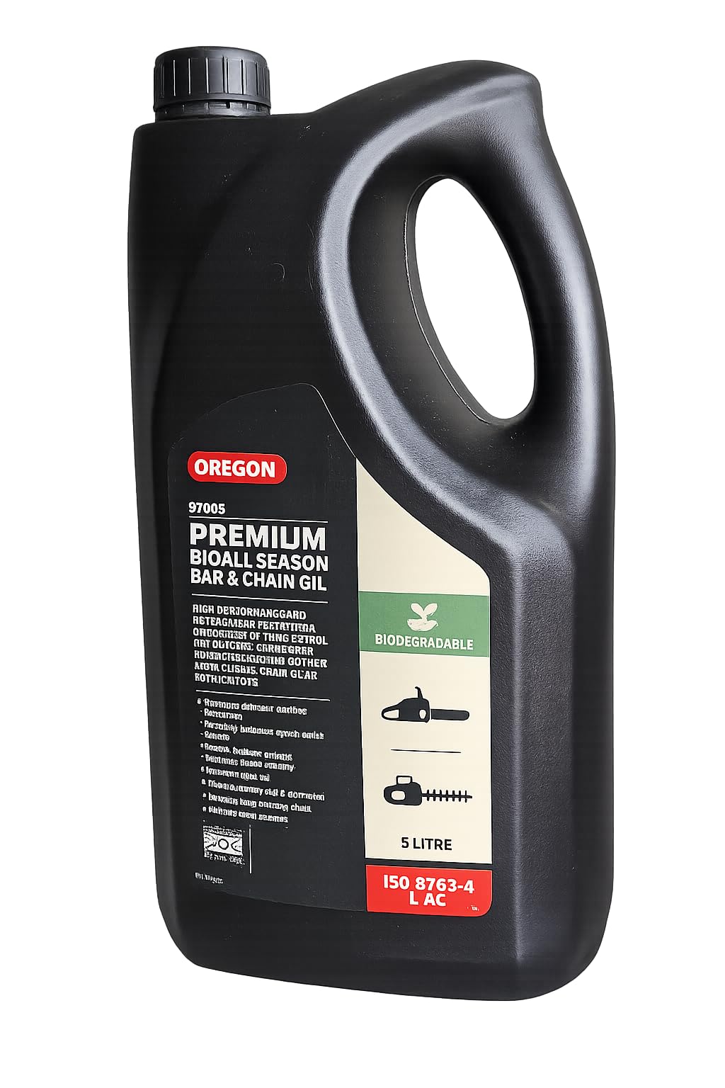 Oregon Chainsaw Chain Oil, Lubricating Oil with Anti-Fling and Anti-Wear Formula, 96% Biodegradable, Ideal for Petrol and Electric Chainsaws and Other Equipment, Compatible with All Brands, 5L