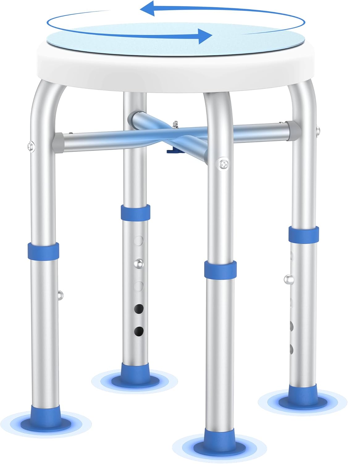 Swivel Shower Stool for Inside Shower, 360° Rotating Shower Seat with Heavy-Duty Support Up to 300lb, Adjustable & Non-Slip Chair for Senior Elderly Disabled Pregnant