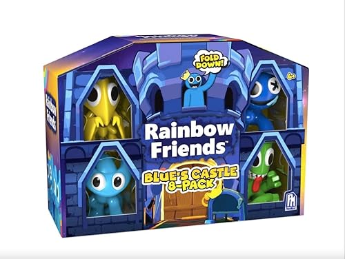 Rainbow Friends Blue's Castle Mini Figures, 8-Pack with Mystery Characters, 2.5-Inch Collectible Set