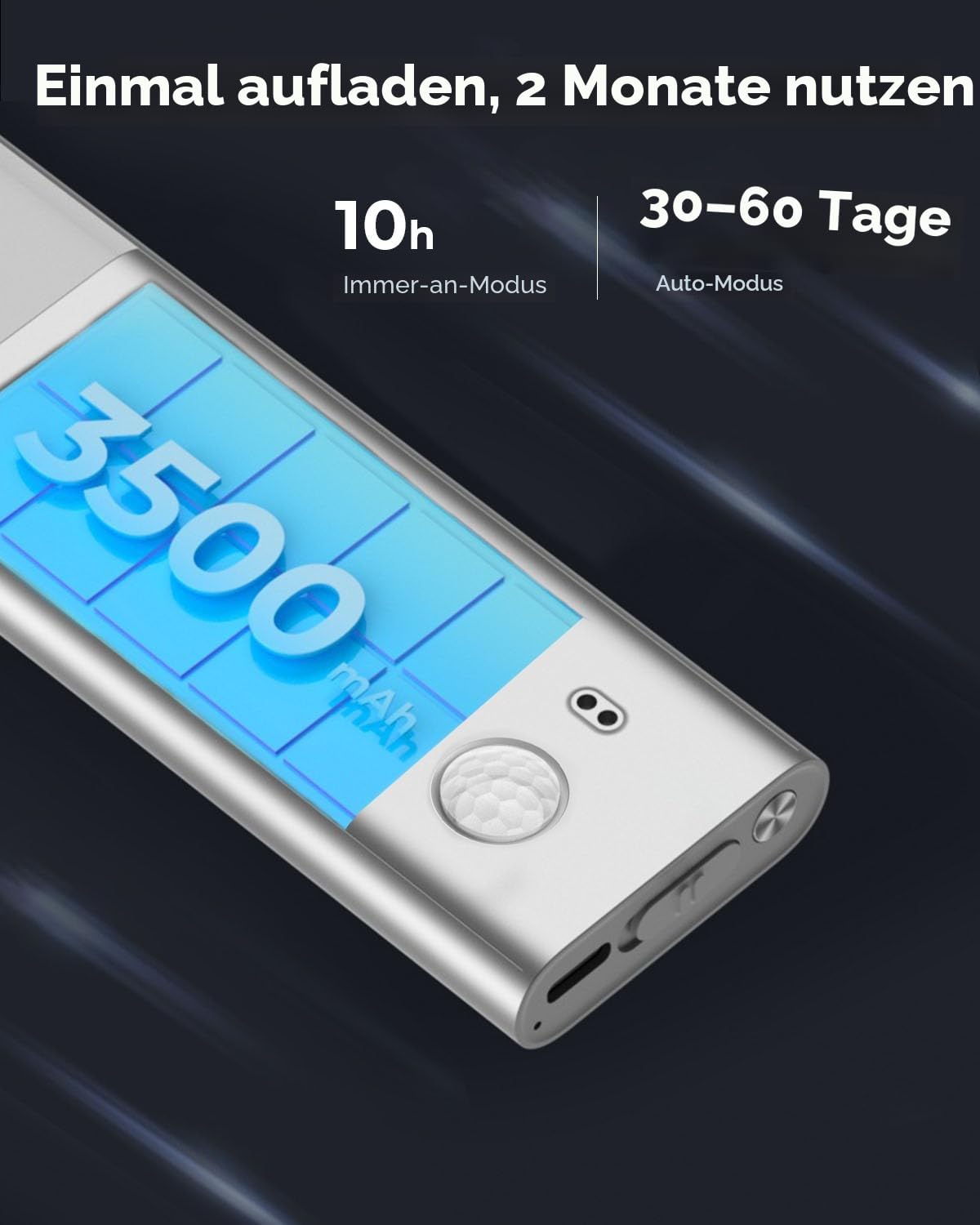 FULEN Unterbauleuchte Küche LED, Schrankbeleuchtung Lampe Bewegungsmelder Innen, 38cm led Licht Kabellos mit Batterie Wiederaufladbar, Unterschrank Beleuchtung Küche, 3 Farbtemperaturen, 2er-Pack