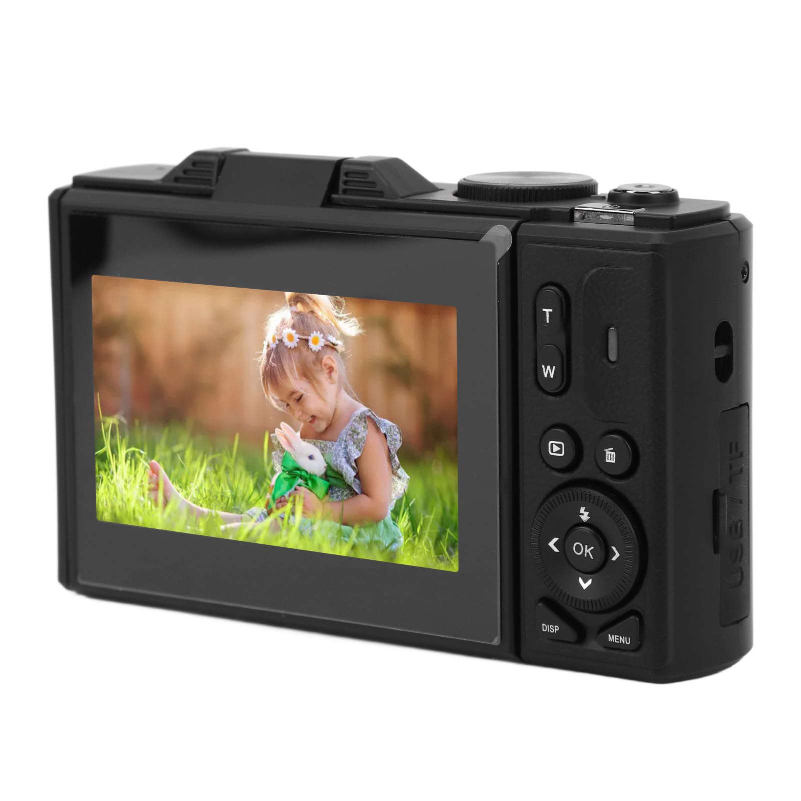 64MP Aparat Cyfrowy, Rejestrator Wideo 4K z 18x Zoom, Ekran Flip 3 '', dla Początkujących, Nastolatków, Dzieci, Studentów, YouTube, Transmisji na żywo, Połączenie USB (BLACK)