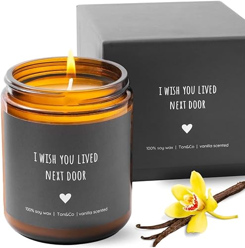 Vela de amistad con texto en inglés "I Wish You Lived Next Door", regalos de cumpleaños para mujeres, mejores amigas, regalos de Thinking of You