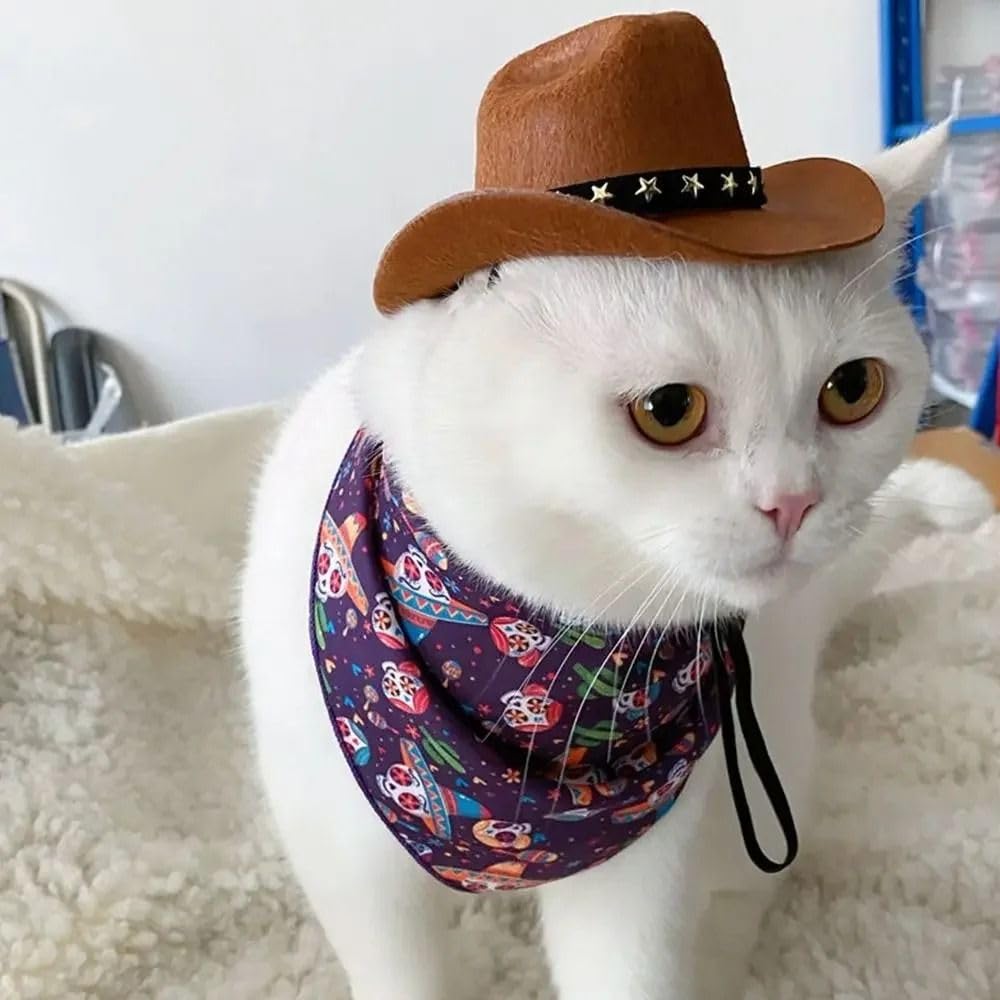 Adjustable Pet Cowboy Hat Star Supplies Costume Top Hat Headwear Caps for Pet Sun Hats - Image 4