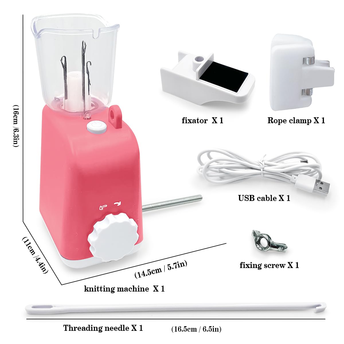 Yallmie Macchina per maglieria elettrica, maglieria automatica con accessori, maglieria elettrica carica USB macchina per maglieria, macchina per uncinetto automatica per fai da te dilettanti e