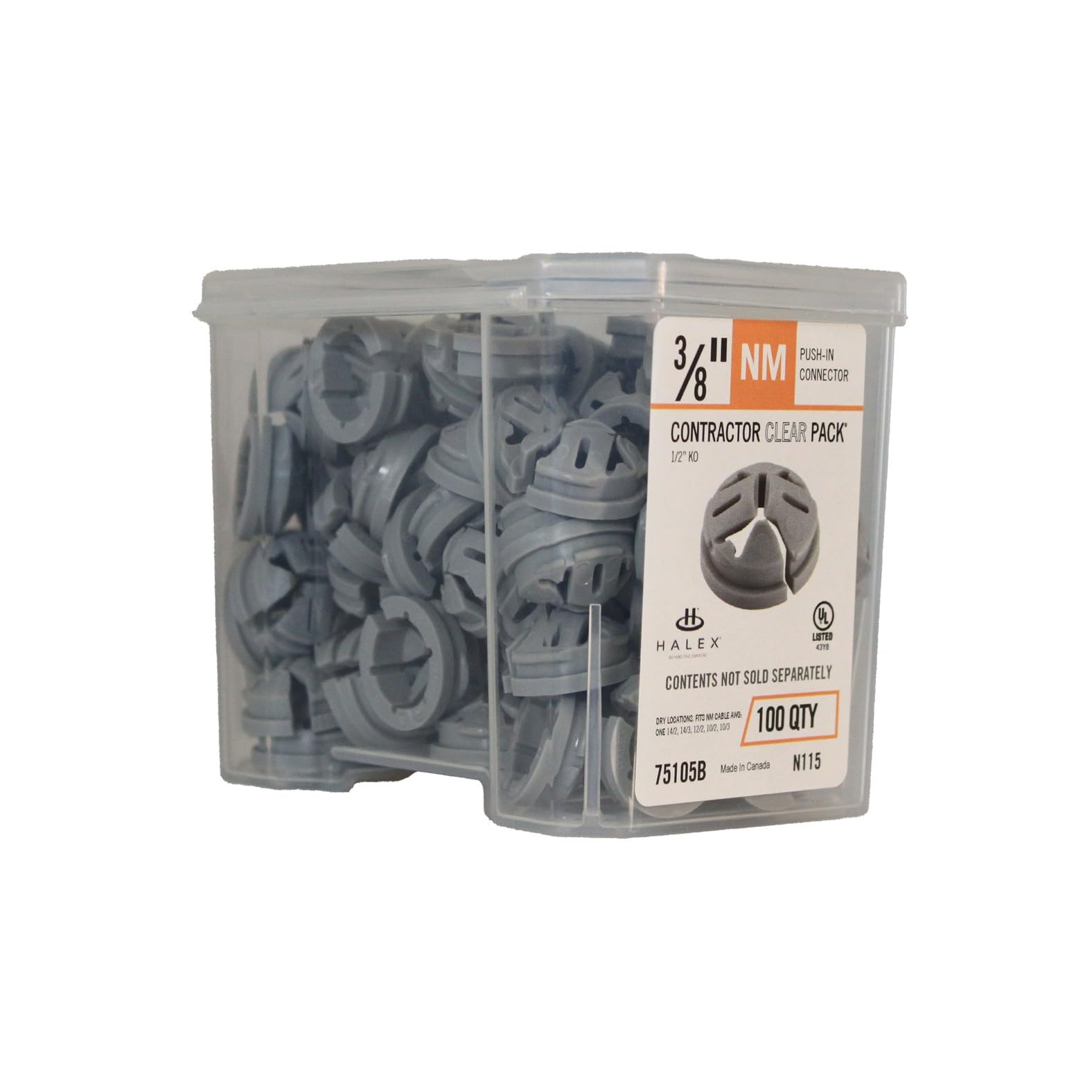 Halex 3/8 in. Non-Metallic Push-in Connector, 1/2 in Knockout, 100-Box — Amazon image 7