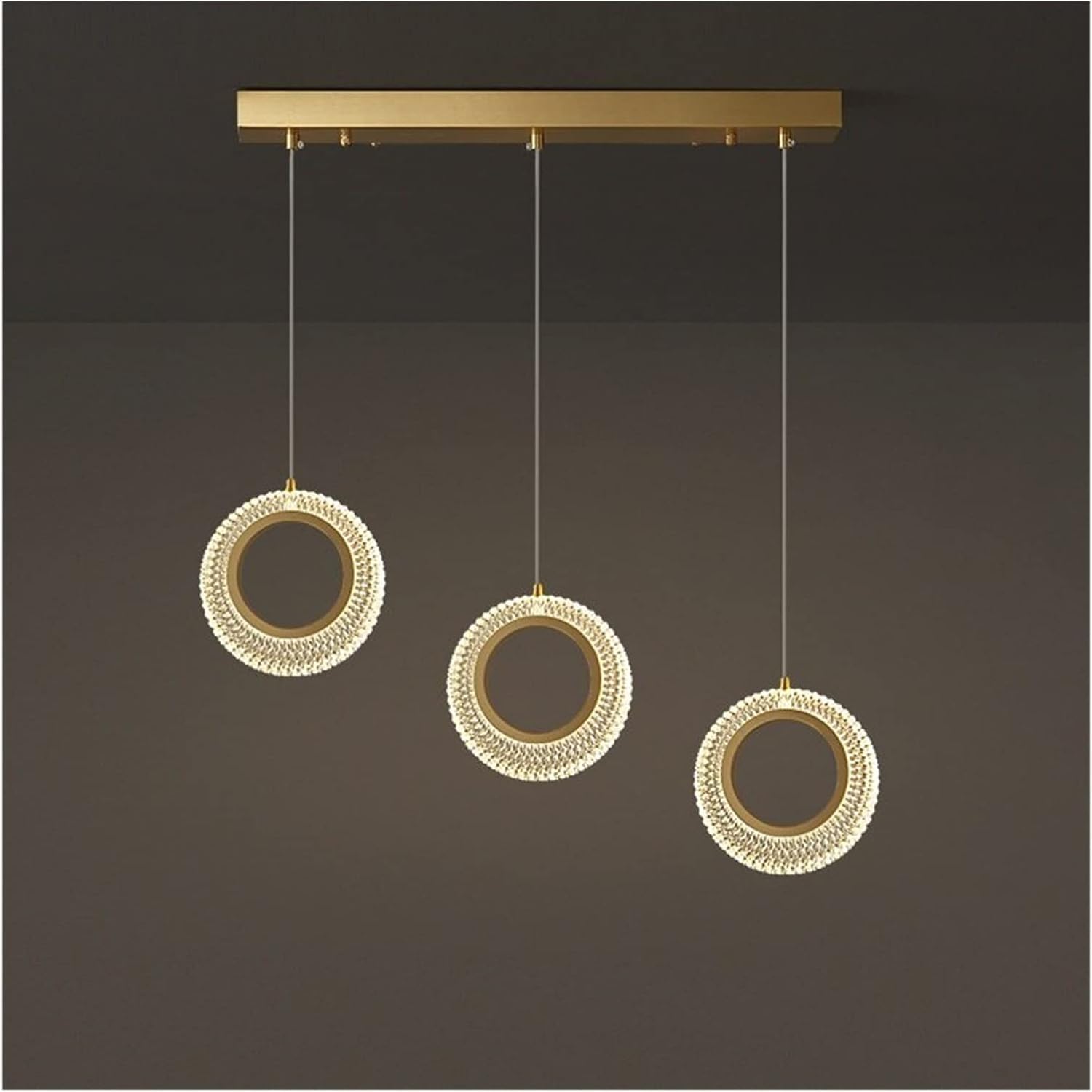KXEcoLife Full Copper Stair Chandelier Crystal Villa Spiral Staircase Ring Long Pendant Light Loft Lamp Adjustable Chandeliers