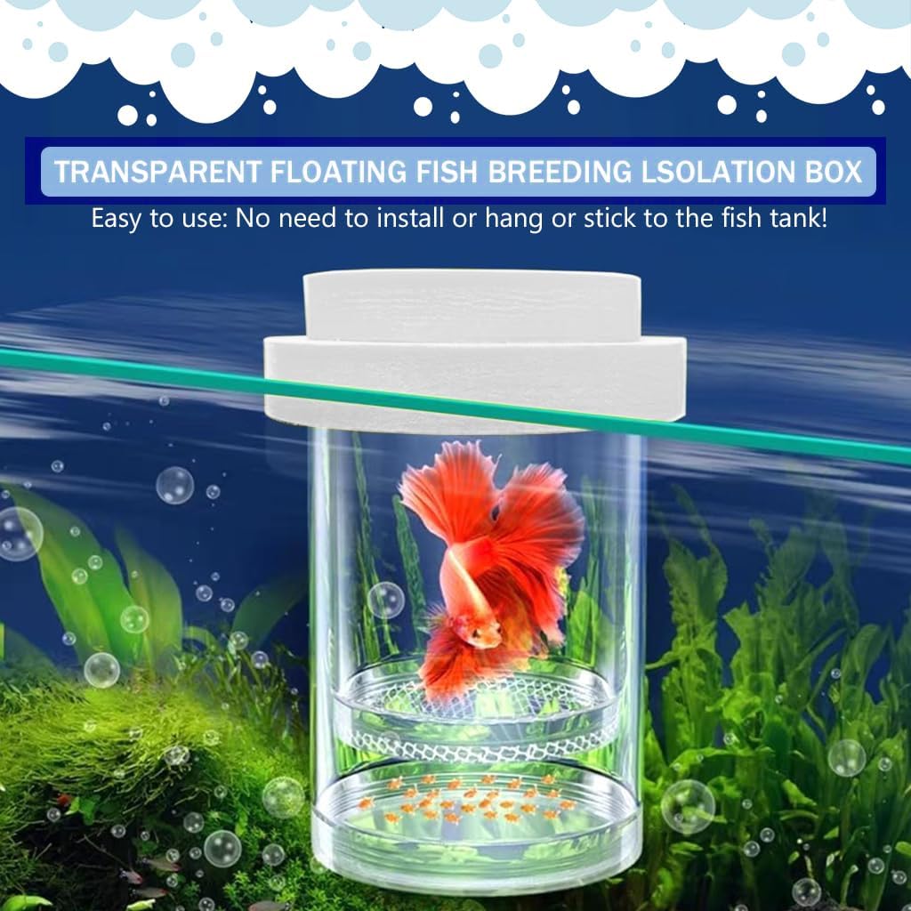 Qpets Betta Fish Breeding Box, PET Plastic Anti-Escape Mesh, 2 Pcs 3