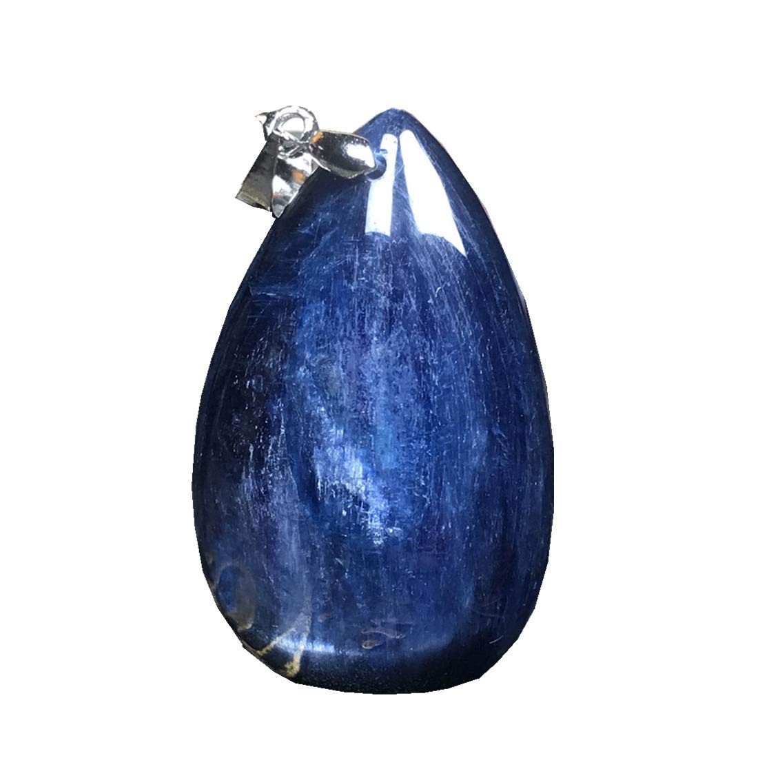 DUOVEKT Pendentif En Pierre Cyanite, Bijou En Cristal De Cyanite Bleue Naturelle Pour Homme Et Femme, 30 X 16 X 5 Mm, Perles œil De Chat En Forme De