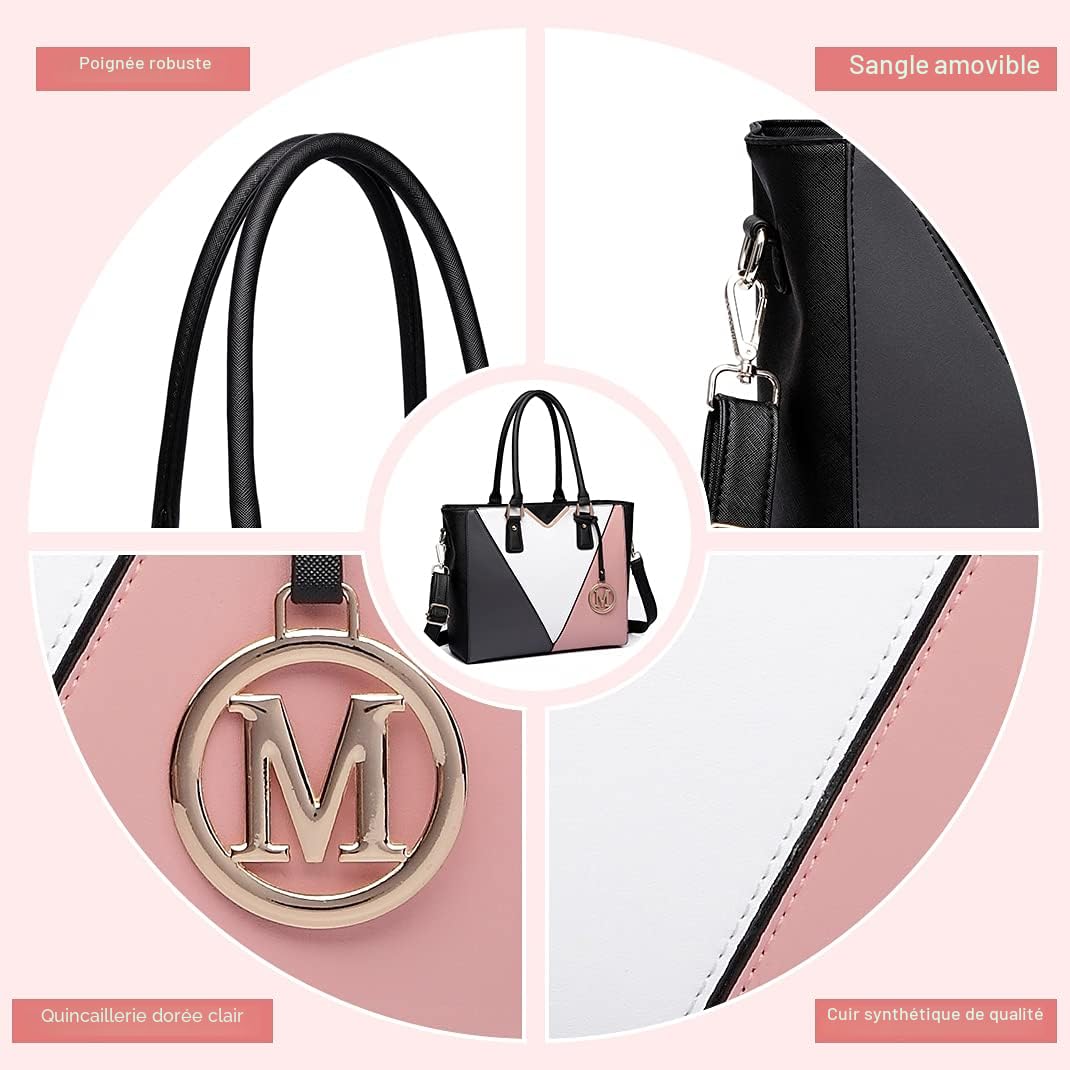 Miss Lulu Sac à main femme bandoulière en forme de V, Sac fourre-tout élégant Idéal pour Bureau Université ou Sorties Quotidiennes