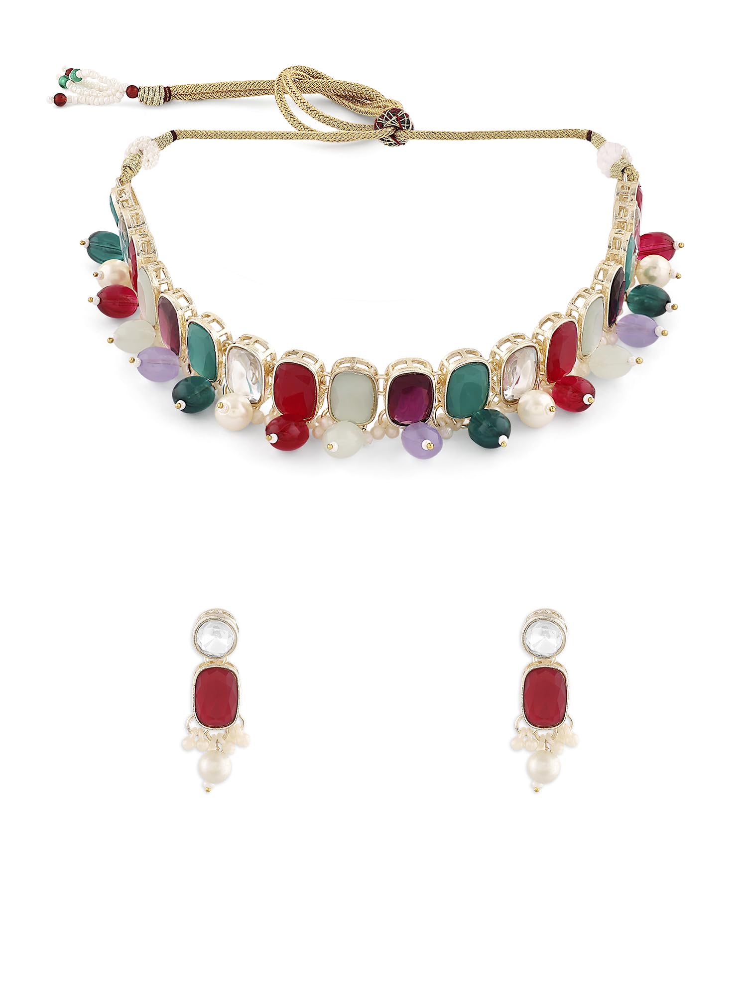 ZAVERI PEARLS Multi Color Artificial Stones & Beads Necklace & Earring Set For Women-ZPFK17082 (B0CNRB1ZRH) Amazon Price History, Amazon Price Tracker