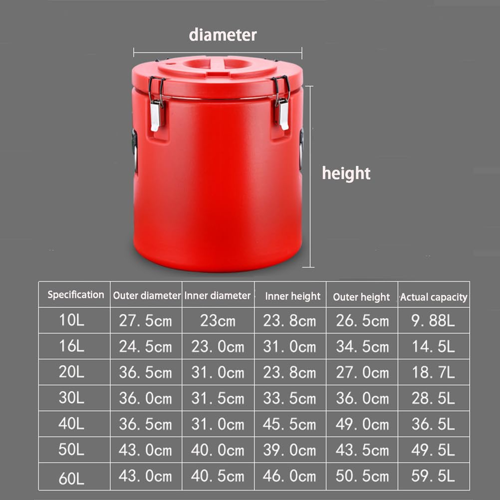 Recipiente aislado de acero inoxidable para comidas calientes y frías, lonchera de gran capacidad de 20 litros para preparación de comidas, camping, trabajo