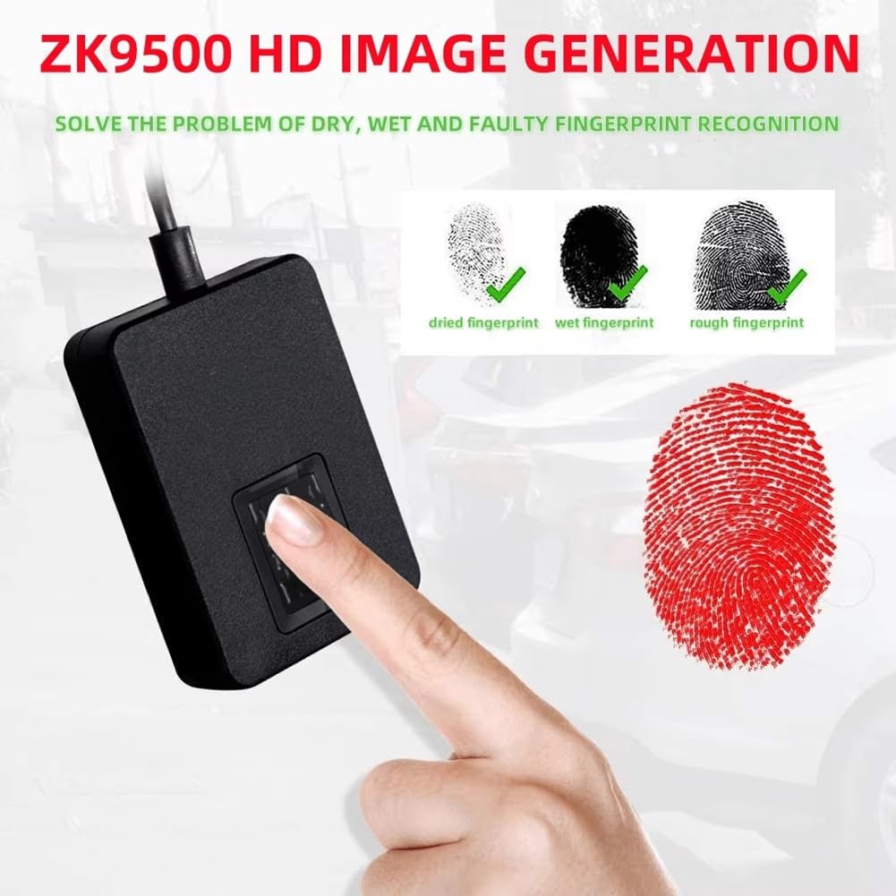TsoLay USB-Betriebenes ZK9500 Biometrischer Fingerabdruckscanner- Hochauflösende Optik für PC-Desktop und für Android Mobile Reader
