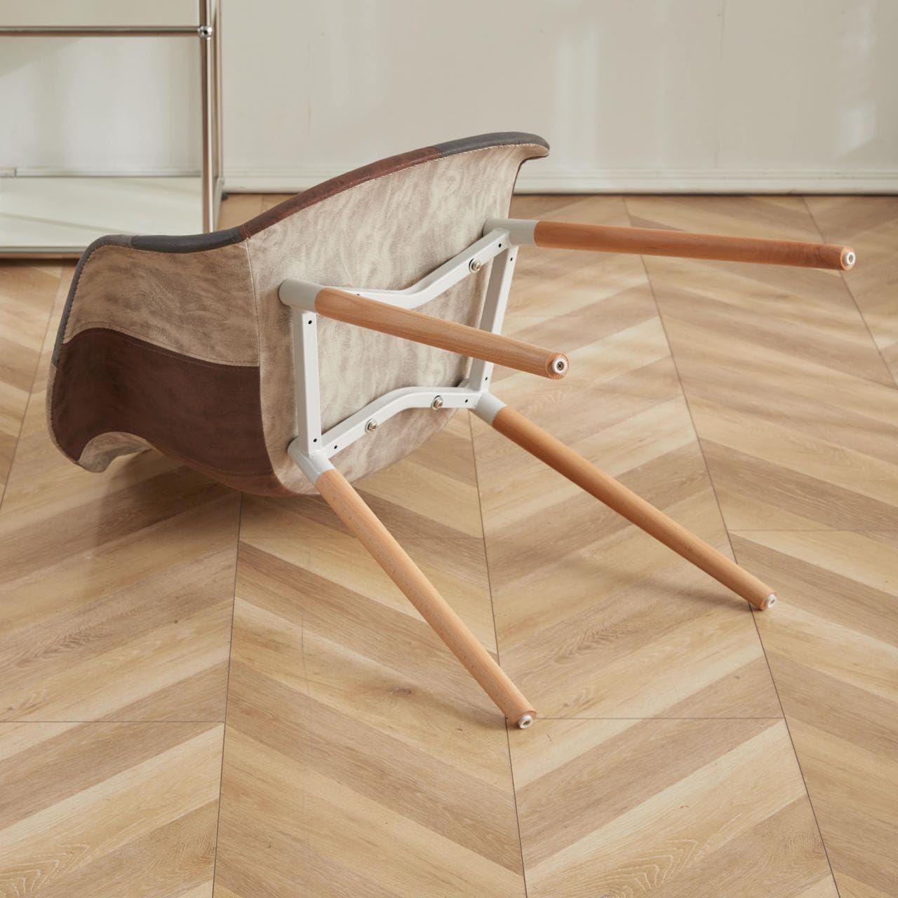Juego de 6 Sillones de Cuero para Sala de Estar Leisures Silla tapizada con Patas de Madera Maciza para el hogar Cocina Oficina Bistro Cafe (Marrón)