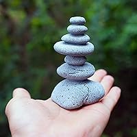 OwMell Balanced Stones Cairn Statue - Natural Sandstone Zen Rock Stack for Garden Decor, Fish Tank, Aquarium & Micro Landscape