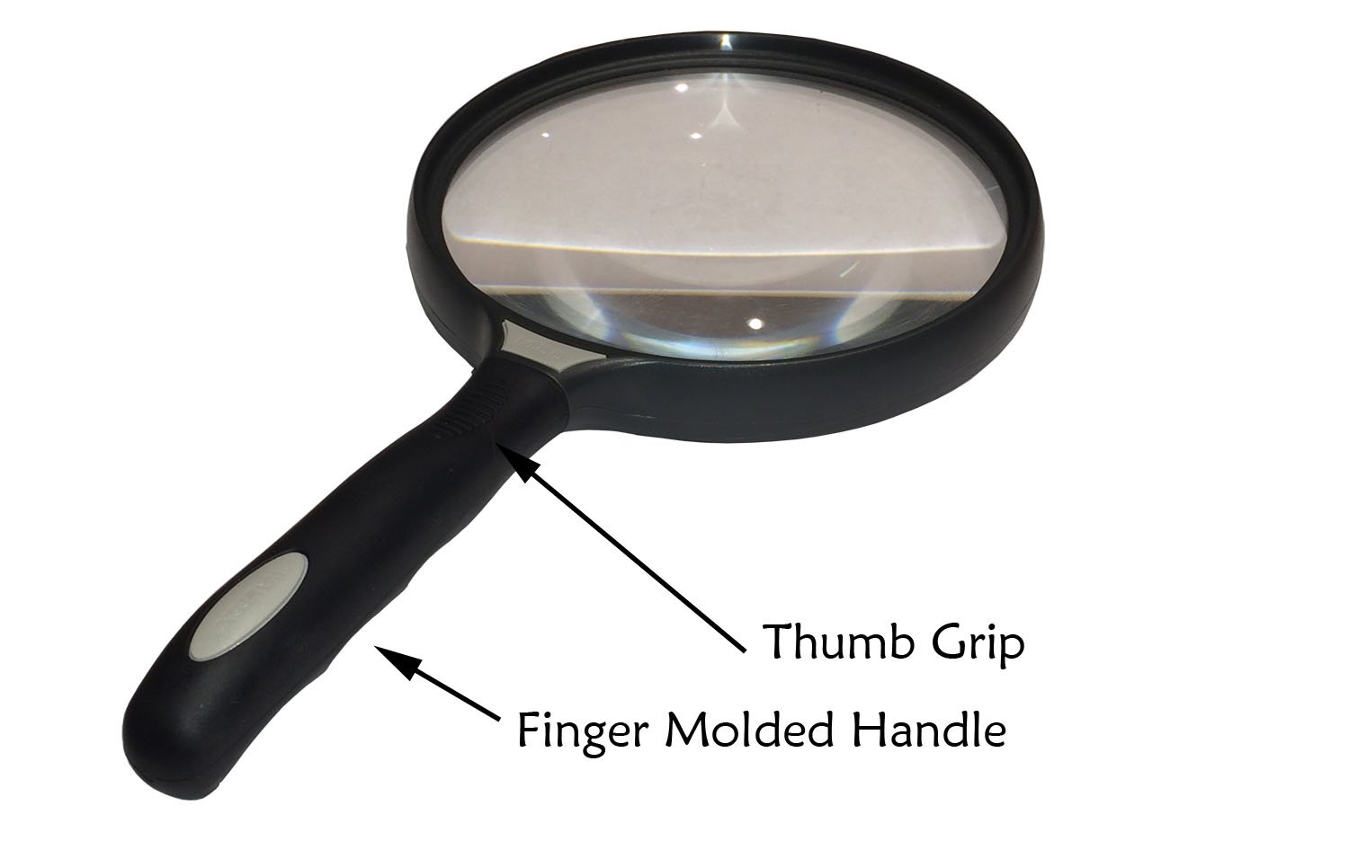 PINPOINT Jumbo Lens Magnifier | 5-Inch (127mm) Diameter | 2X Power | Distortion-Free | Ergonomic Design | Ideal for Reading, Maps & Collectibles | 255 x 144 x 19mm | Sturdy & Comfortable Grip