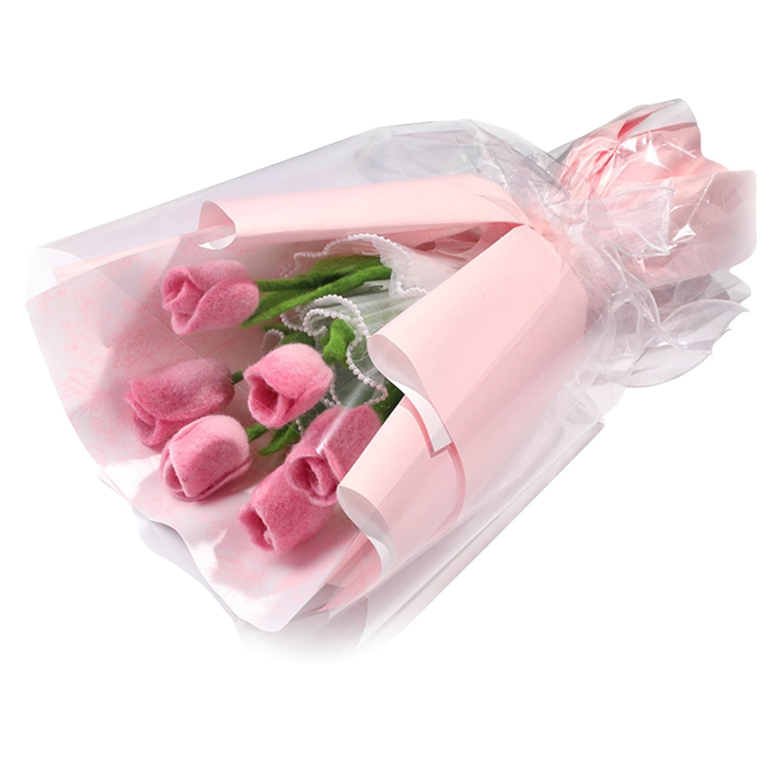 Tsophreniq Bouquets Wool Felted Set Beginner Needle Felting Supply with Felting Needle Instruction Wool Roving Wood Handle Crochet Flower Bouquets for Mother Day