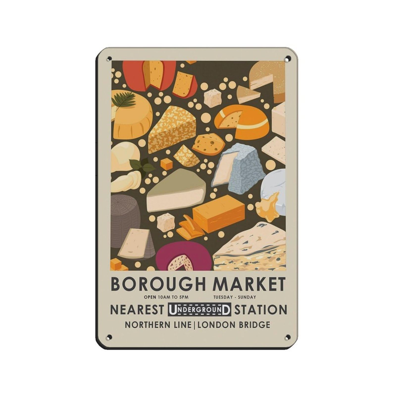 Borough Market Exhibition Poster, Kitchen Tin Sign Vintage Metal Pub Club Cafe Bar Home Wall Art Decoration Poster Retro 8x12inch(20x30cm)