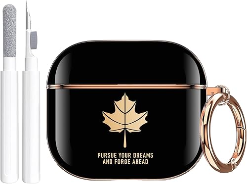 Valkit Funda para Apple Airpods Pro 2, elegante galvanoplastia con patrón de hoja de arce dorada y diseño a prueba de golpes para mujeres y niñas