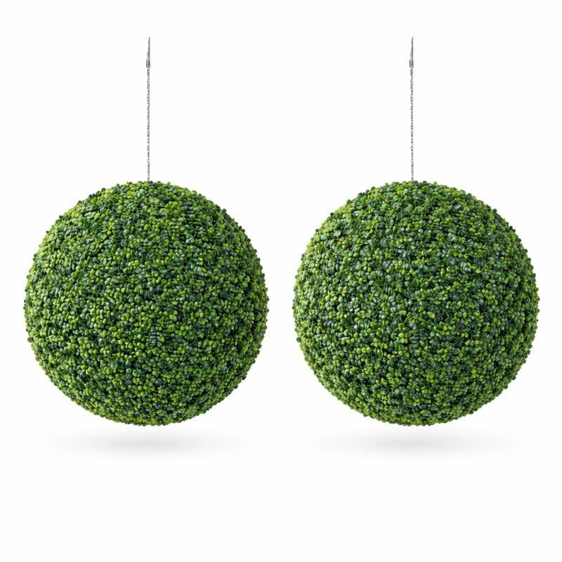 Floralcraft® 23cm Artificial Boxwood Topiary Ball with Hanging Chain - Set of 2